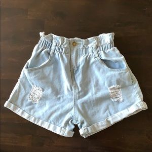 High waisted denim shorts
